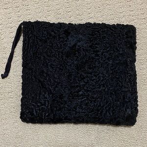 Vintage Persian Lamb Black Textured Muff and Purse Inside.